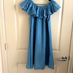 Blue Off-Shoulder Dress